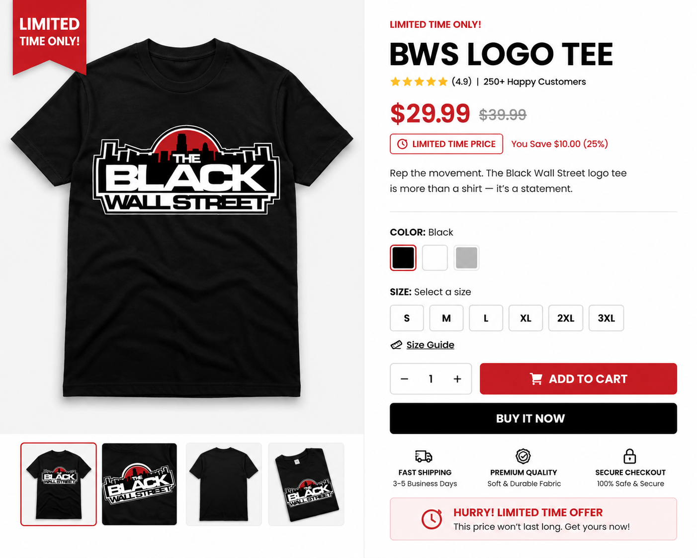 BWS Logo Tee product page design